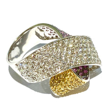 Diamond, Yellow and Pink Sapphire Ribbon Cocktail Ring
