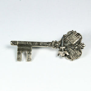 Sterling Silver Paris Key Brooch