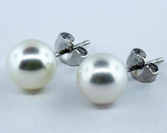 Sterling Silver White Cultured Pearl Stud Earrings