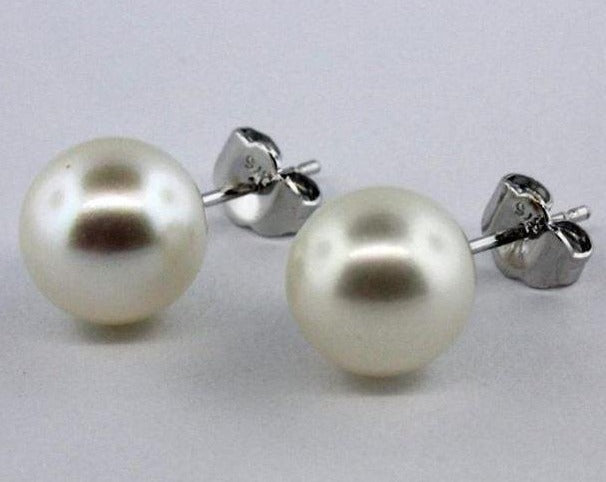 Sterling Silver White Cultured Pearl Stud Earrings