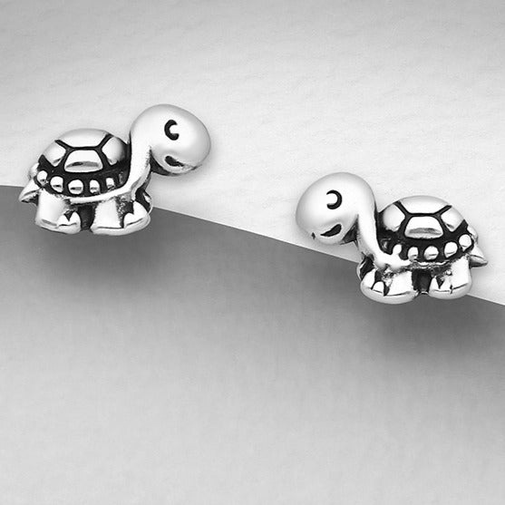 Sterling Silver Turtle Stud Earrings