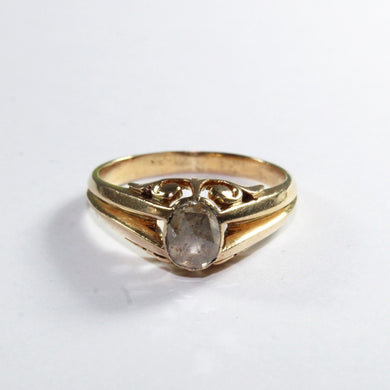 Antique 18ct Yellow Gold Oval Rose Cut Diamond Ring