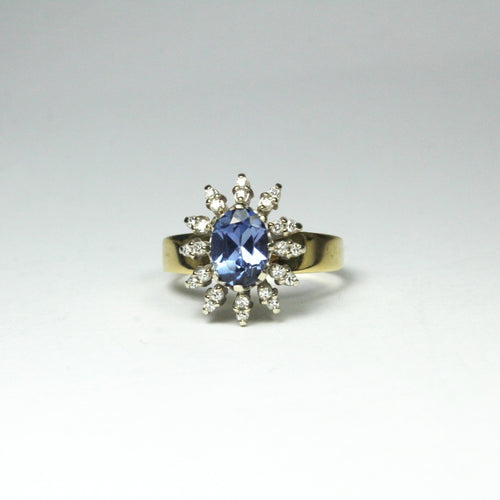 Vintage Ceylon Sapphire and Diamond Ring