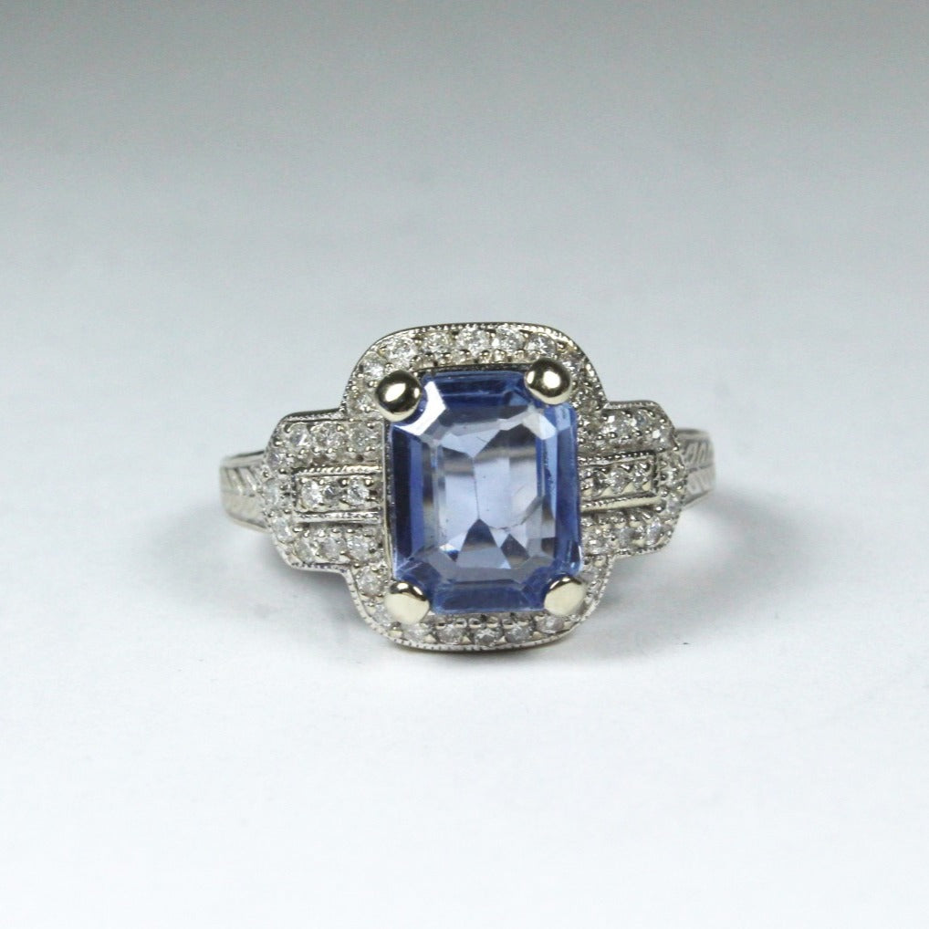 9ct White Gold 2.20ct Sapphire and Diamond Dress Ring