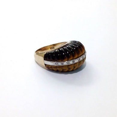 Vintage Tiger's Eye and Diamond Cocktail Ring