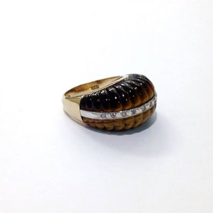 Vintage Tiger's Eye and Diamond Cocktail Ring