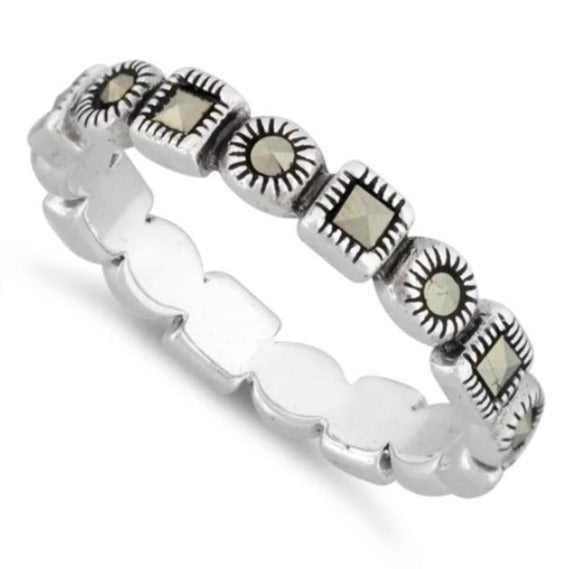 Sterling Silver Marcasite Eternity Stacking Ring
