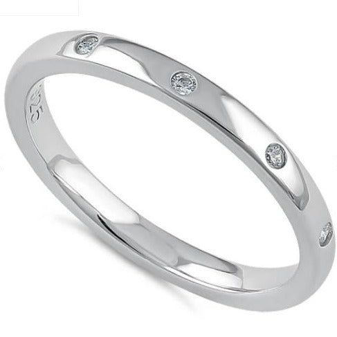 Sterling Silver Quadruplet Set Cubic Zirconia Band