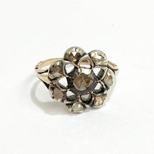 Antique 18ct Yellow Gold Rose Cut Diamond Cluster Ring