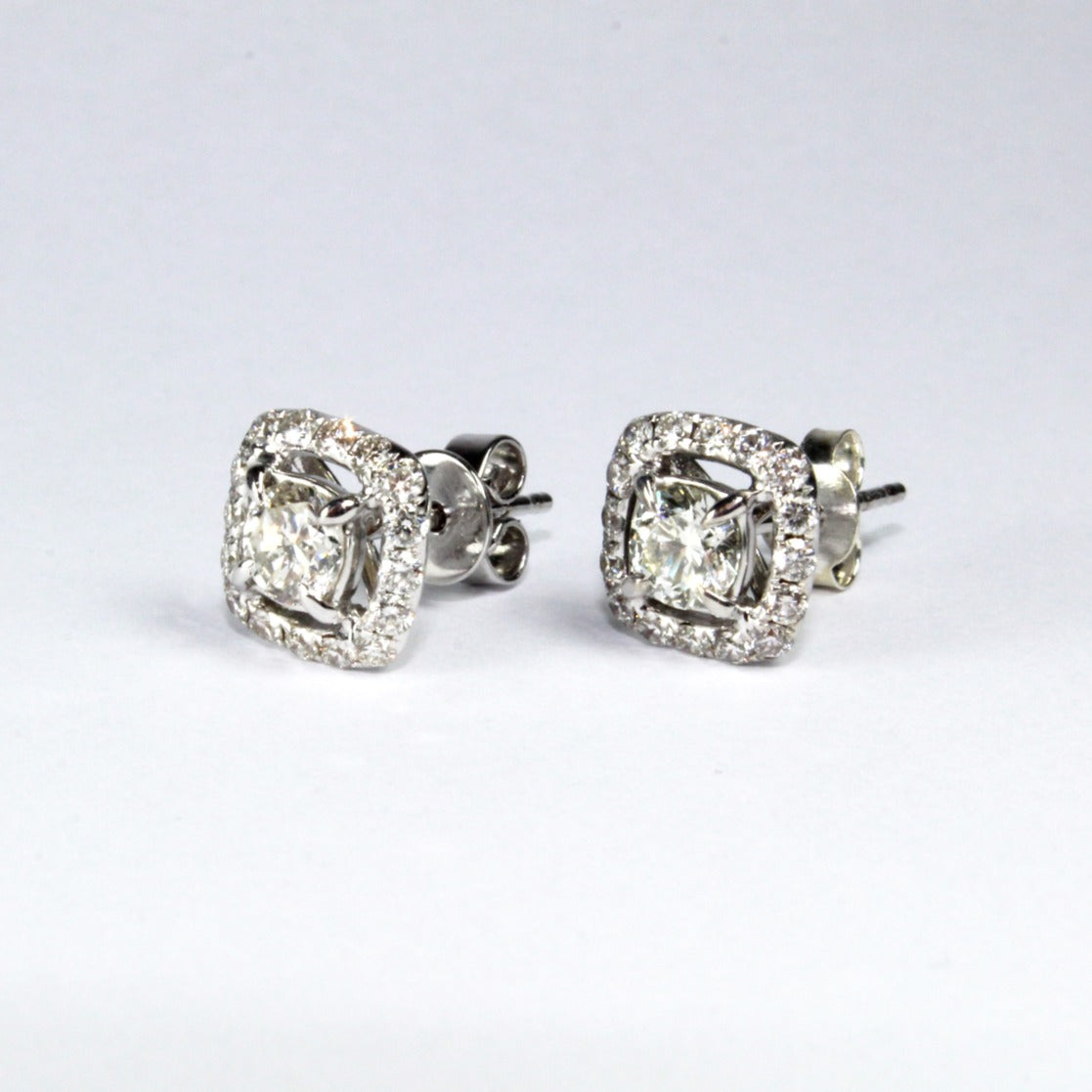 9ct White Gold Cushion Cut Diamond Stud Earrings