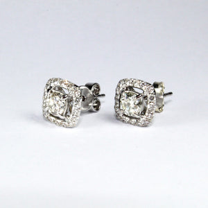 9ct White Gold Cushion Cut Diamond Stud Earrings