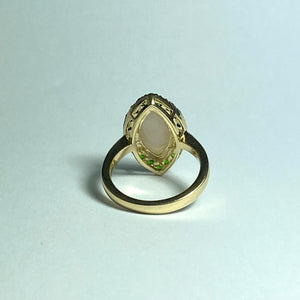 9ct Yellow Gold Semi Black Opal and Diopside Dress Ring