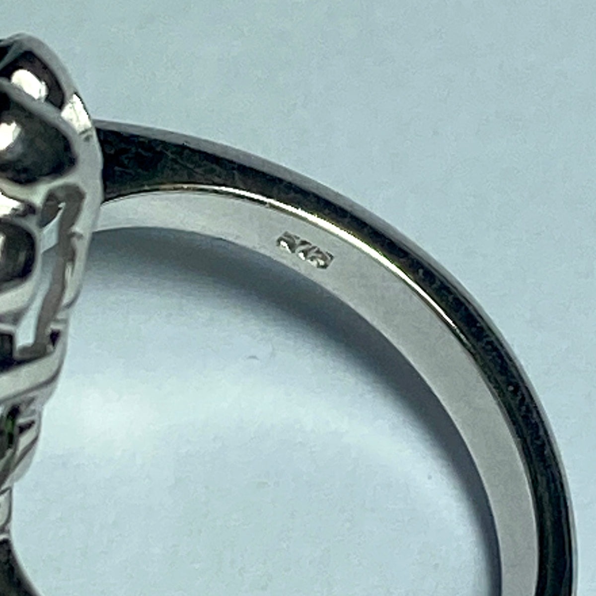 9ct White Gold Solid Opal, Diopside and Diamond Dress Ring