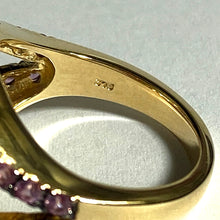 9ct Gold Solid Opal, Purple Sapphire and Diamond Ring
