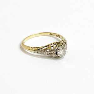 Antique 18ct Yellow Gold Old Cut Diamond Engagement Ring