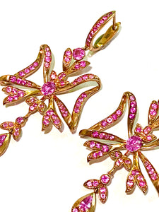 9ct Rose Gold Pink Sapphire Ribbon Drop Earrings