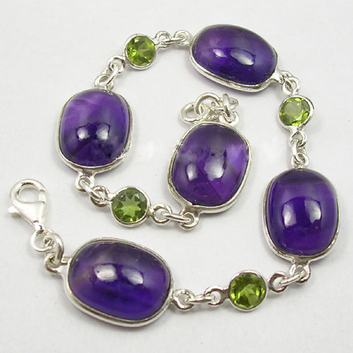 Sterling Silver Amethyst and Peridot Bracelet
