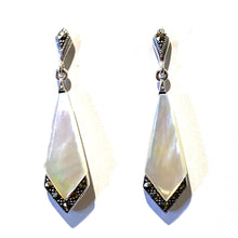 Sterling Silver Marcasite and Gemstone Kite Stud Drop Earrings