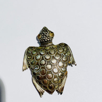 Vintage Sterling Silver Turtle Brooch