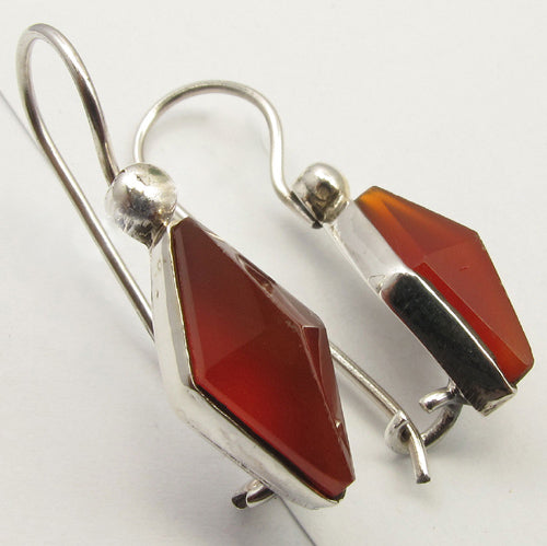 Sterling Silver Carnelian Short Hook Drop Earrings