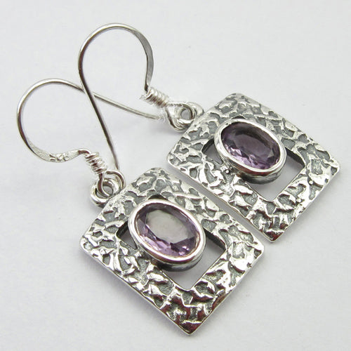 Sterling Silver Amethyst Drop Earrings