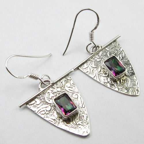 Sterling Silver Mystic Topaz Fan Drop Earrings