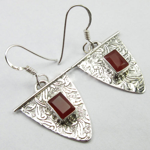 Sterling Silver Carnelian Fan Drop Earrings