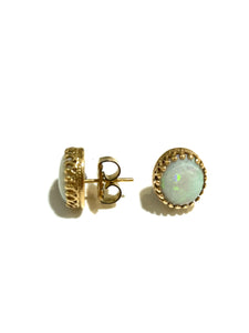 14ct Yellow Gold and White Opal Studs