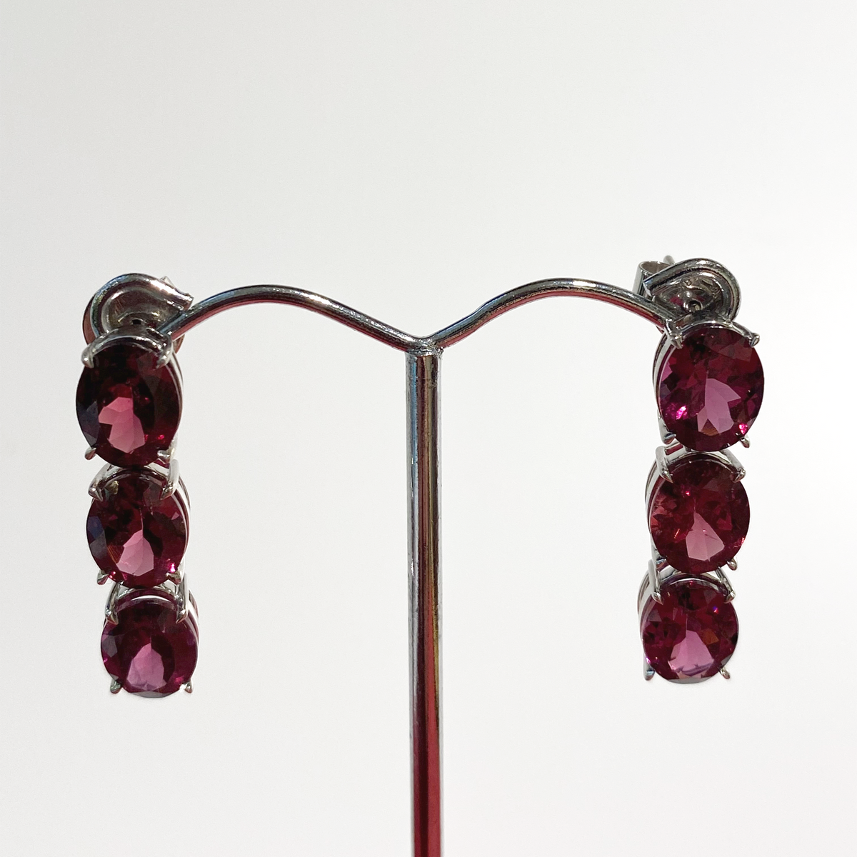 9ct White Gold 2.03ct Natural Garnet Drop Earrings