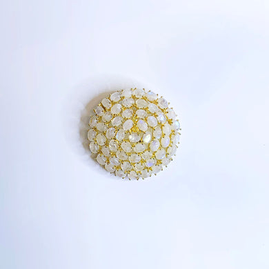 Sterling Silver Gold Plated Round Moonstone Cluster Brooch