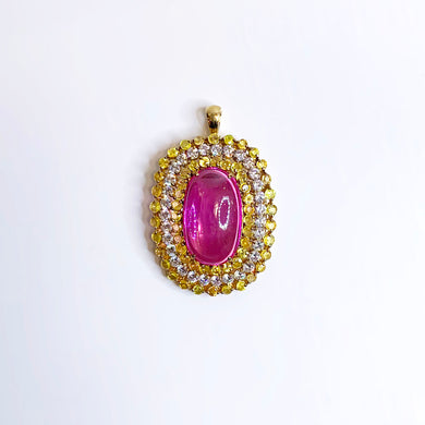 Yellow Sapphire, Pink Topaz and CZ Brooch and Pendant