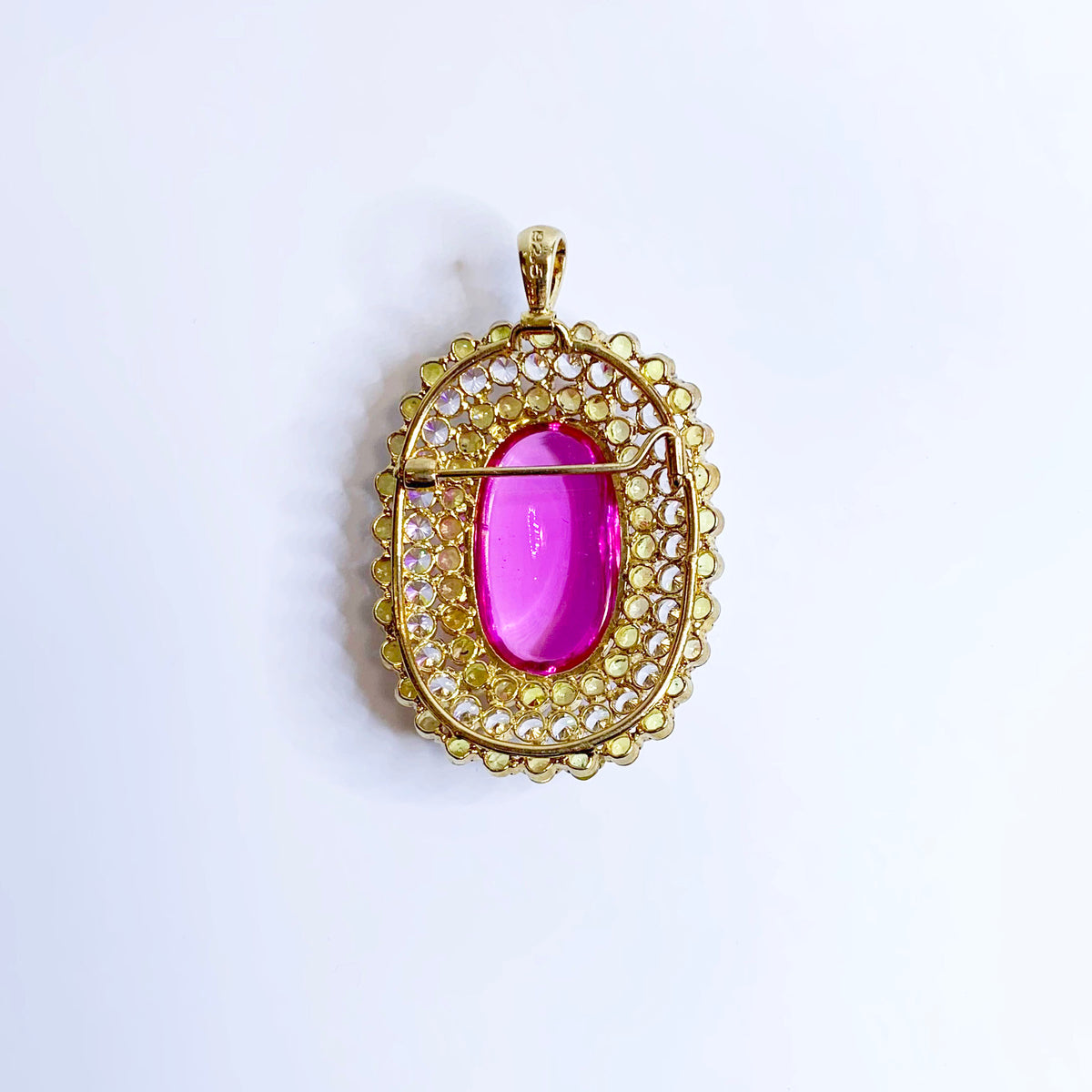 Yellow Sapphire, Pink Topaz and CZ Brooch and Pendant