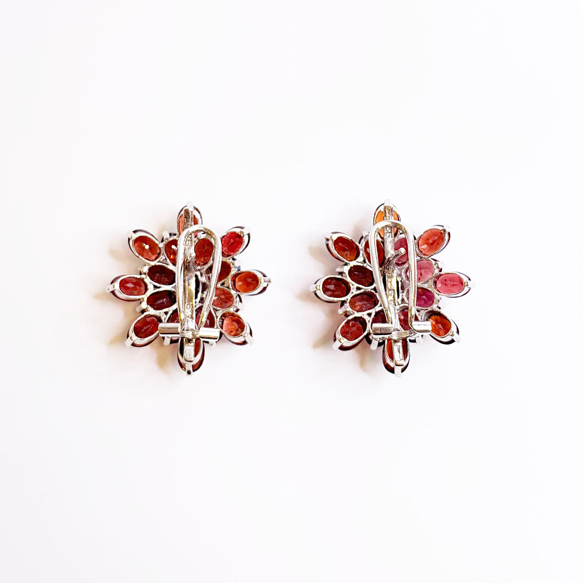 Sterling Silver Garnet Cluster Stud Earrings