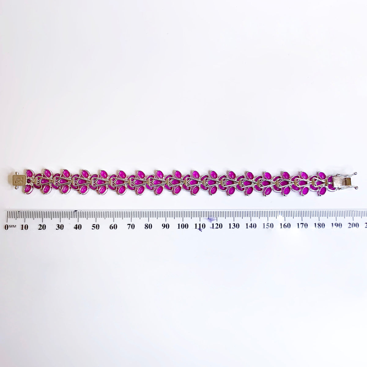 Sterling Silver Ruby Flower Bracelet