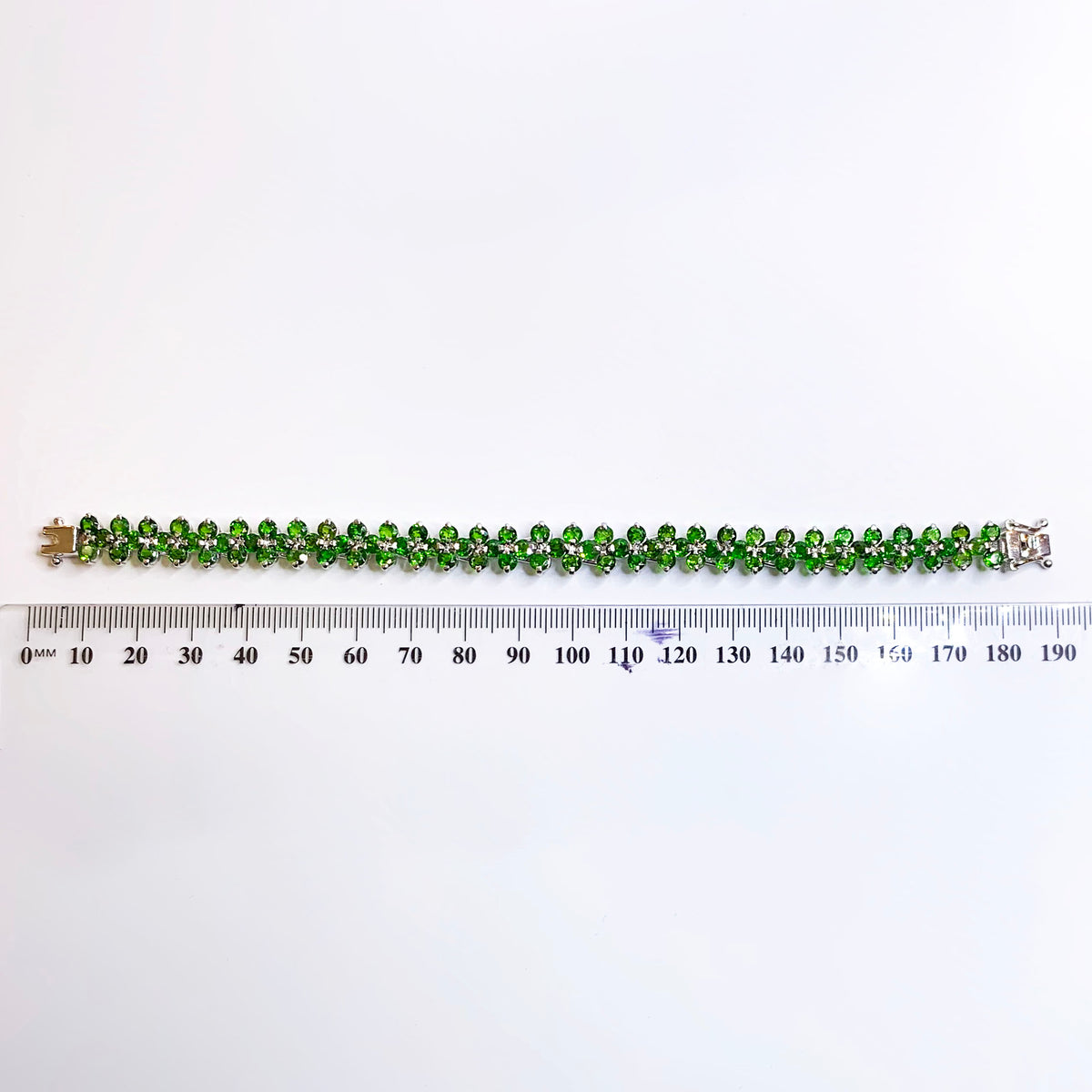 Elegant Sterling Silver faceted Chrome Diopside Bracelet