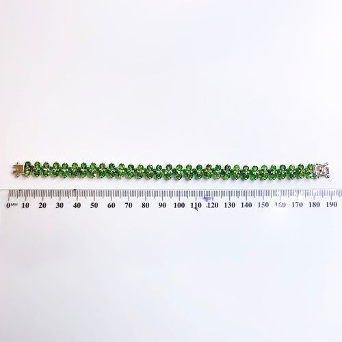 Elegant Sterling Silver faceted Chrome Diopside Bracelet