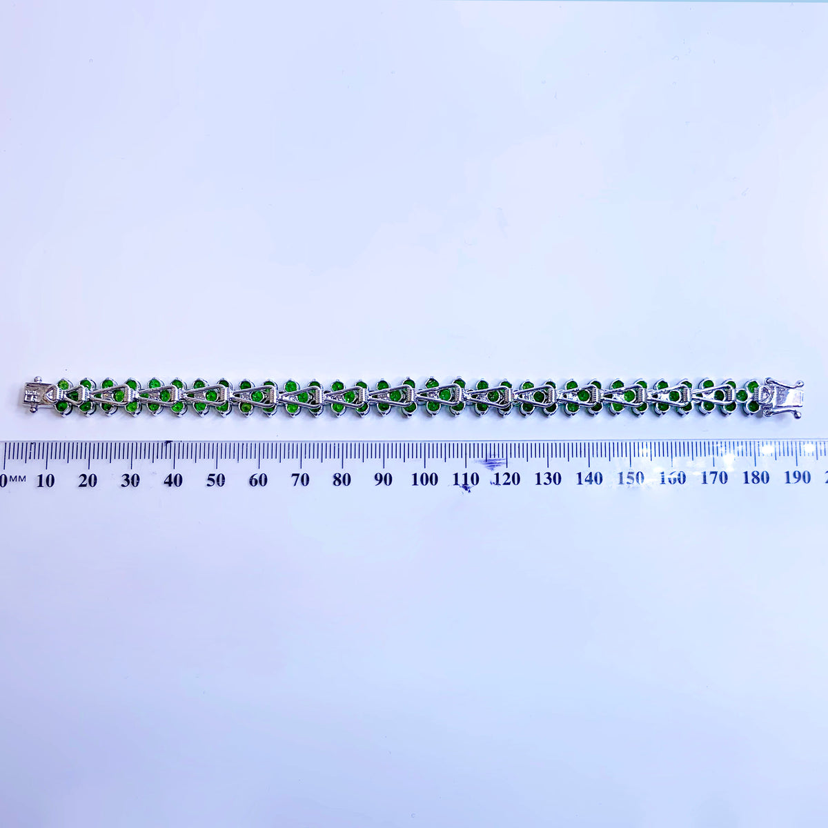 Elegant Sterling Silver faceted Chrome Diopside Bracelet