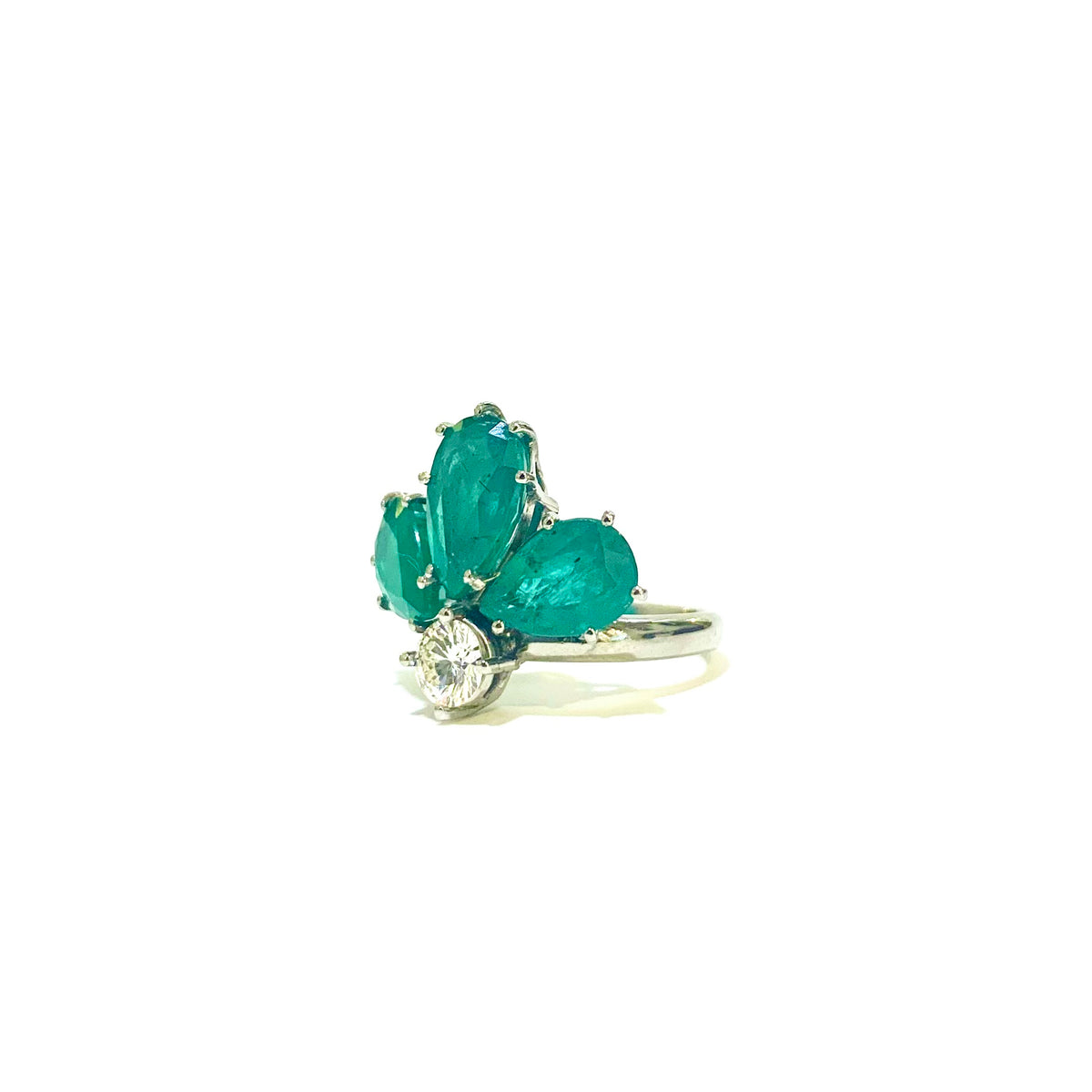 18ct White Gold Emerald and Diamond Ring