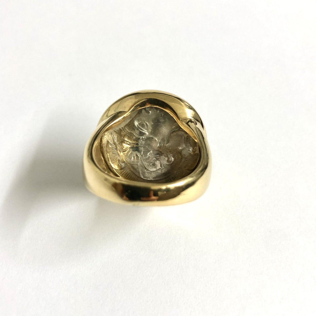 18ct Yellow Gold Silver Stater Roman Coin Signet Ring