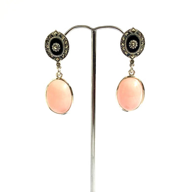 Silver Pink Peruvian Opal Onyx Earrings