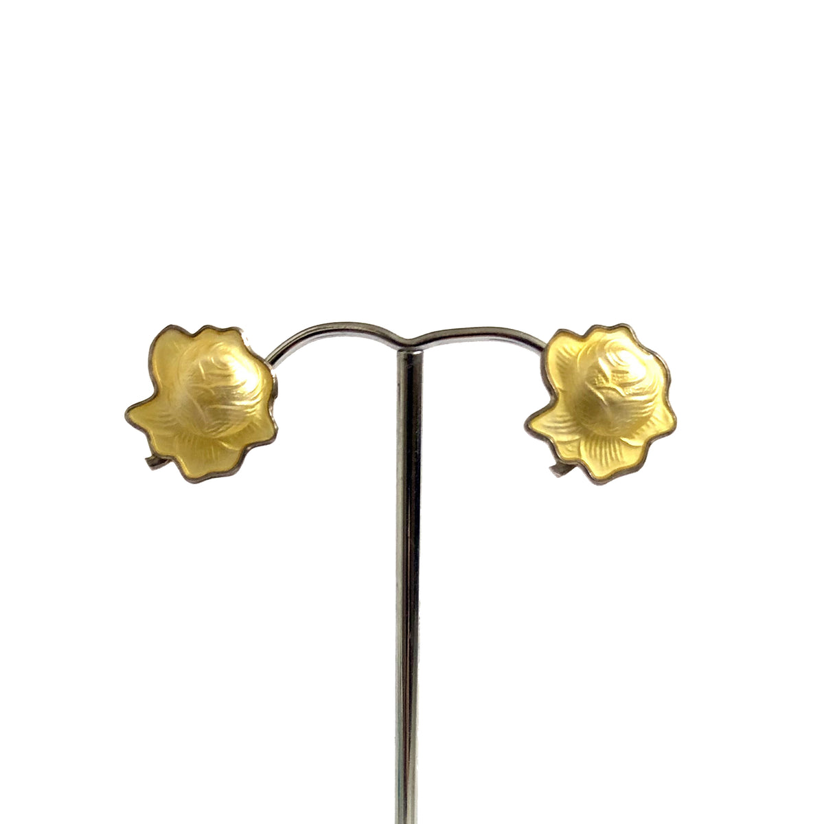 Vintage Sterling Silver Yellow Enamel Stud Earrings
