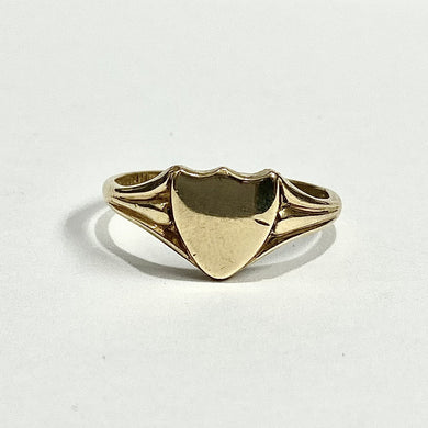 Vintage 9ct Yellow Gold Shield Signet Ring