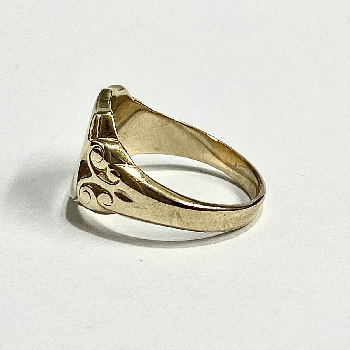 Gold Filled Engraved Shield Signet Ring