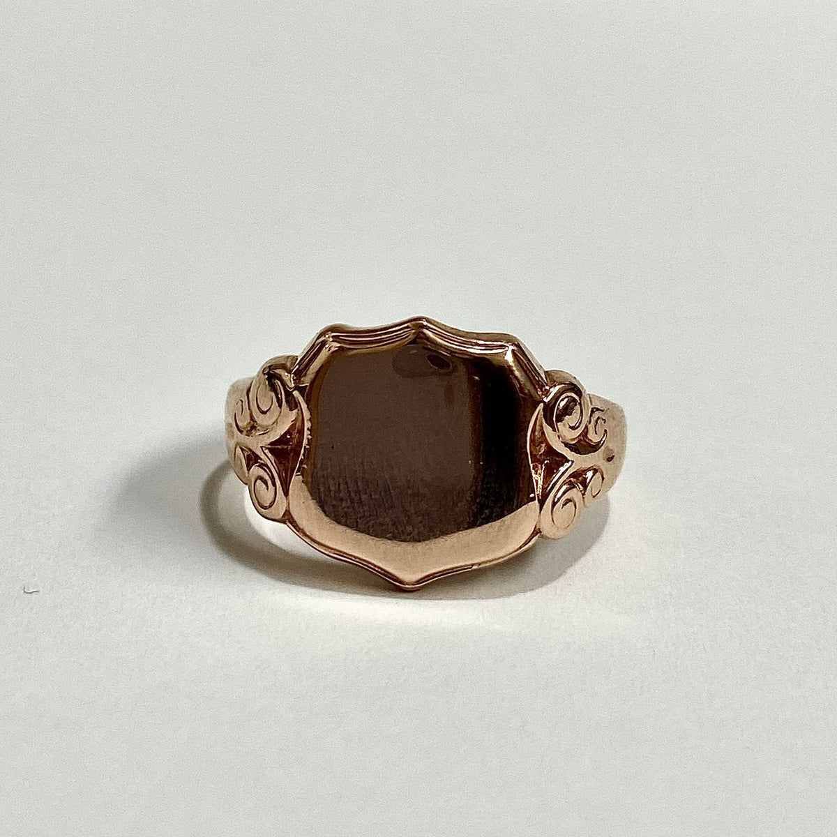 Gold Filled Engraved Shield Signet Ring