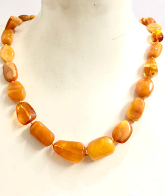 Graduated Free-Form Silk Knotted Amber Necklace