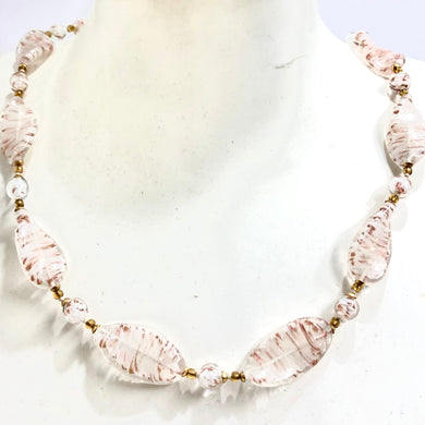 Twisted Variegated Bronze & White Bead Necklace