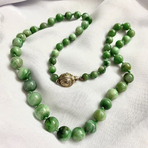 Vintage Graduated Natural Jadeite Necklace