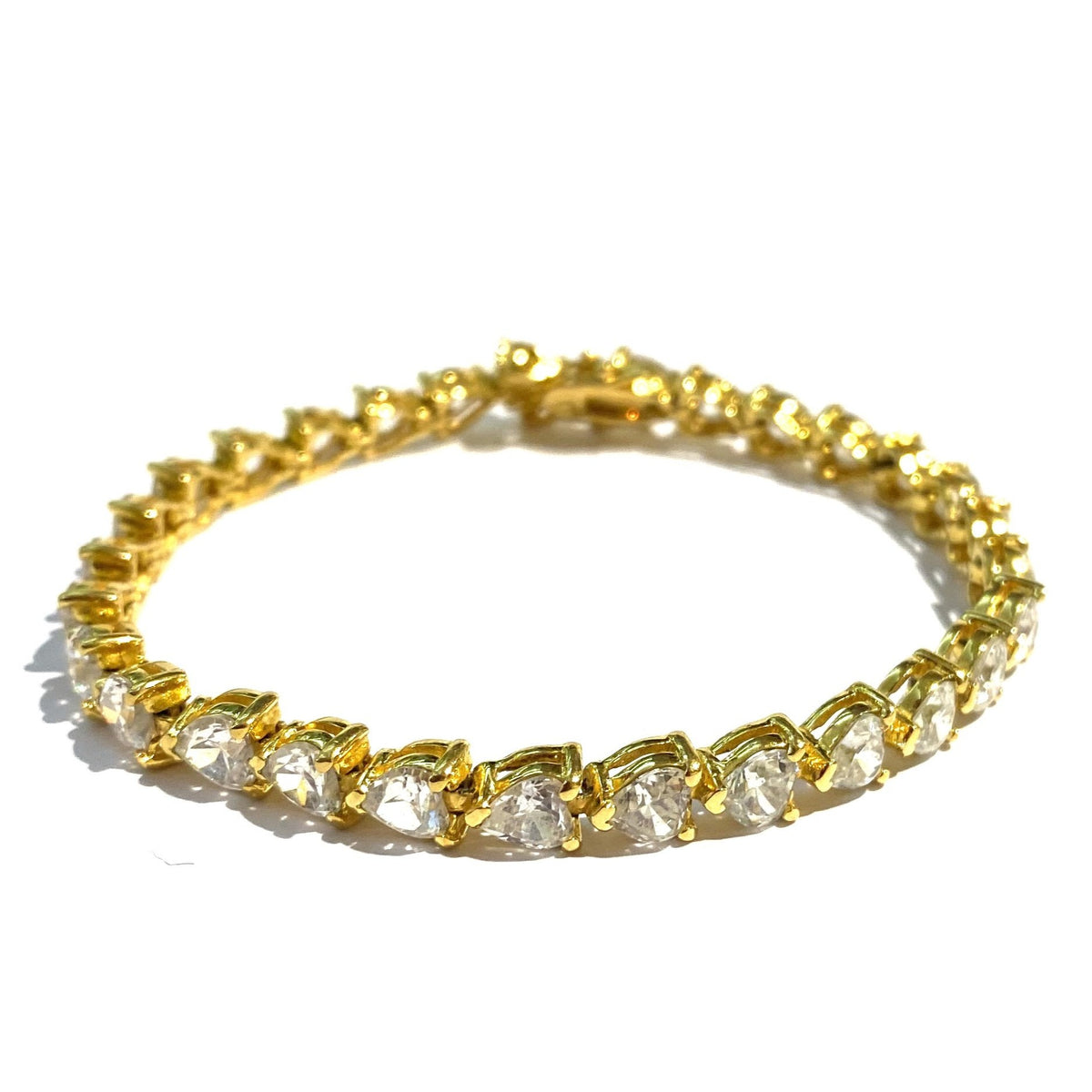 Heart Cut Cubic Zirconia Tennis Bracelet