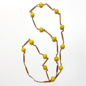 Art Deco Yellow Peking Glass Necklace