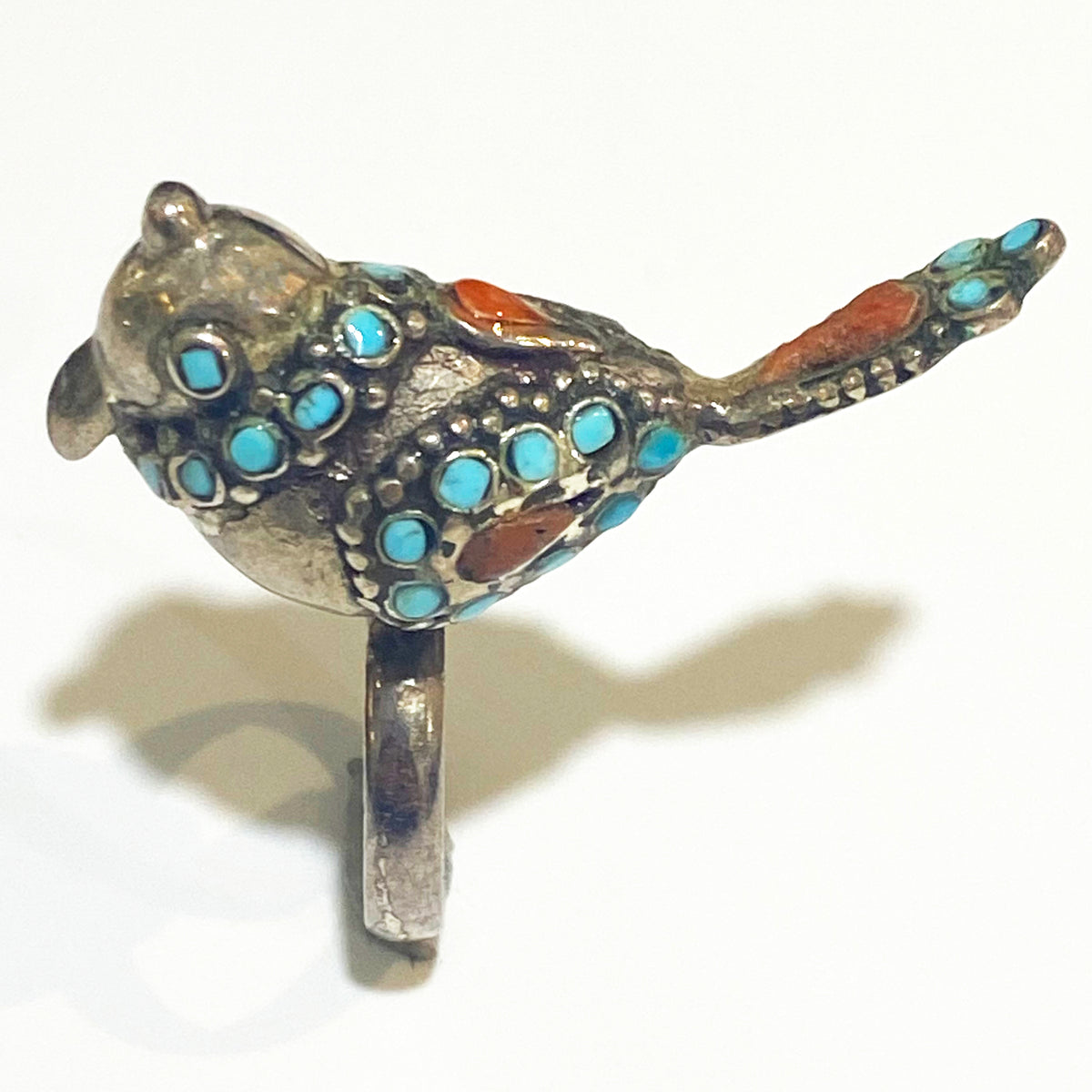 Turquoise and Coral Clip On Earrings and Ring